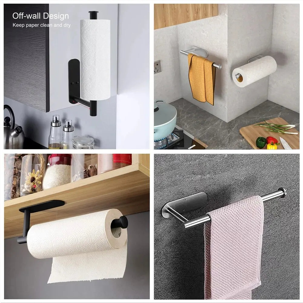 Stainless Steel Paper Towel Holder – Adhesive or Screw Mount