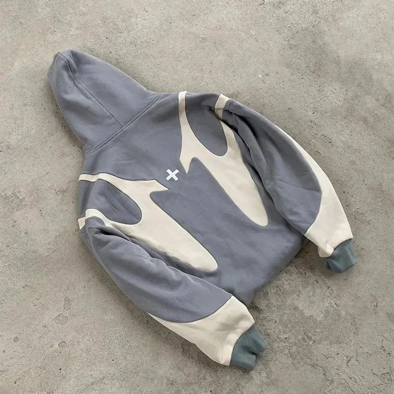 American Retro Devil Print Zip Hoodie — Y2K Harajuku Couple Sweatshirt