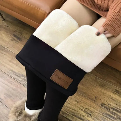 Women's Winter Thicken Warm Fleece Leggings — High Waist Lamb Cashmere Velvet Slim Tights & Joggers