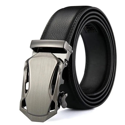 Men’s 120 cm PU Belt with Statement Buckle – 6 Styles