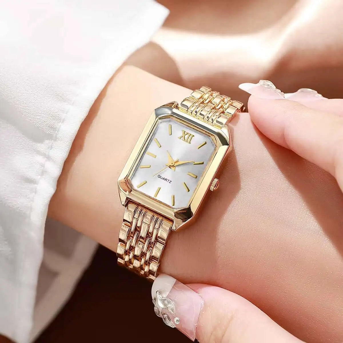 Women’s Rectangle Quartz Watch – Gold & Silver Styles