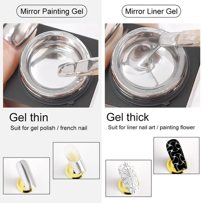 Silver Mirror Nail Liner Gel Polish — Metallic, Semi-Permanent, 5ml