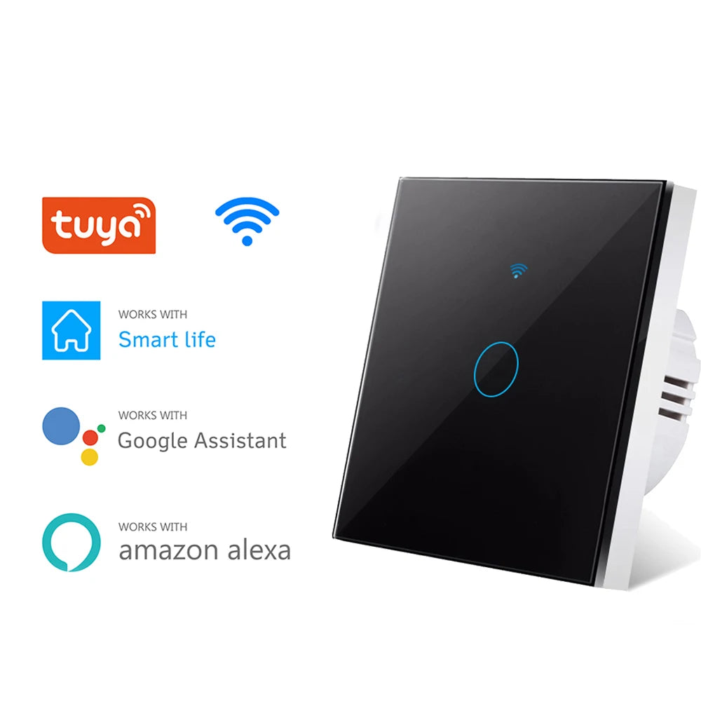EU WiFi Smart Light Switch — No Neutral Wire, Touch & RF433, Tuya App, Alexa & Google Home