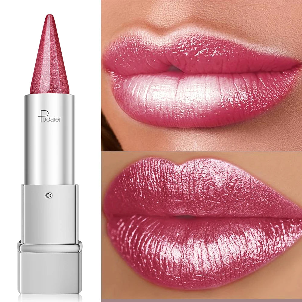 Pearl Shimmer Lipstick – 6 Metallic High-Shine Shades
