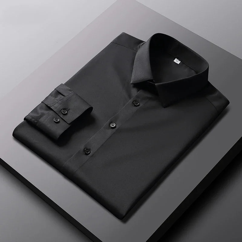 Men’s Solid Long-Sleeve Smart-Casual Shirt – M–4XL