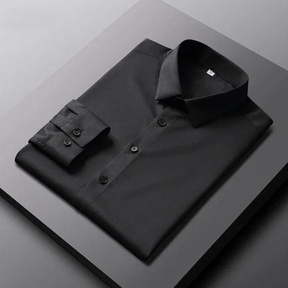 Men’s Solid Long-Sleeve Smart-Casual Shirt – M–4XL