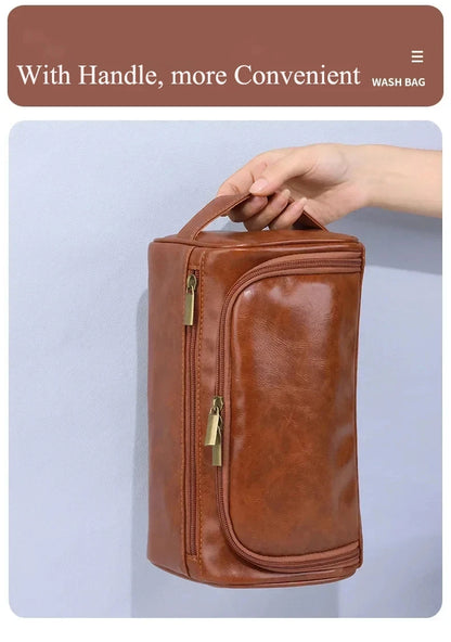 Leather Toiletry Bag — Hanging Dopp Kit for Men & Women