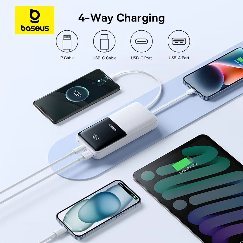 Baseus 20000mAh Power Bank — PD 22.5W Fast Charging External Battery for iPhone, Samsung, Xiaomi & iPad