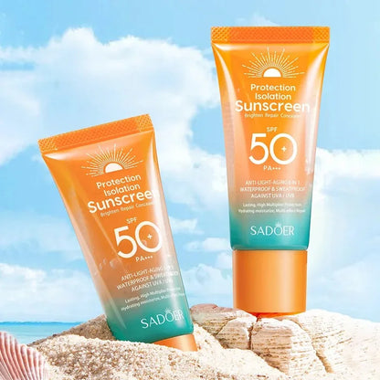 SPF50+ PA+++ Dual Tube Multi-Effect Facial Sunscreen — Brightening Solar Blocker