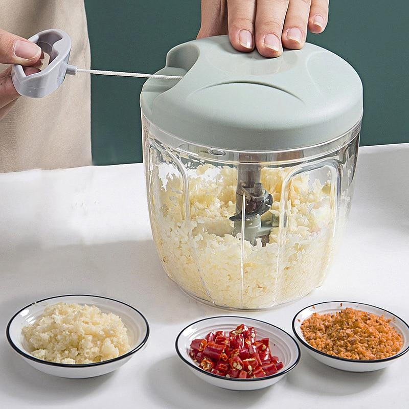 Manual Meat Mincer & Garlic Chopper — 500/900ml Rotate Press Crusher for Vegetables & Onions