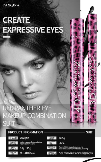 YANQINA Waterproof Liquid Eyeliner & 4D Mascara Set — Thick Curling Lashes & Eyebrow Pencil Eye Makeup