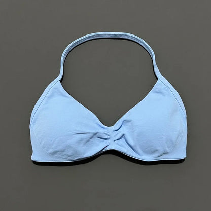 Women's Sports Strappy Yoga Bra — High Support Backless Halter Fitness Workout & Running Bra