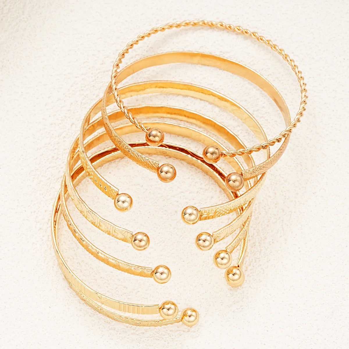7-Piece Women’s Gold-Tone Punk Bracelet Set