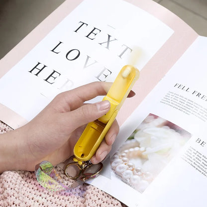 Cute Mini Portable USB Fan — Foldable Handheld Desk & Bedside Cooling Fan with Battery