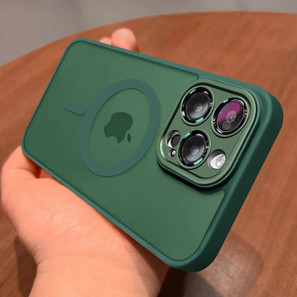 Magnetic Matte Translucent iPhone Case with Lens Protector — MagSafe Compatible, iPhone 11–17 Pro Max