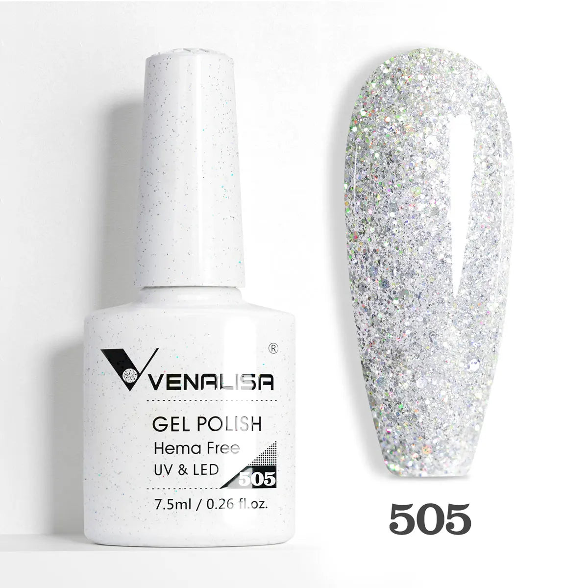 Venalisa HEMA-Free Glitter Gel Nail Polish — Full Coverage UV LED Soak-Off, Jelly Pink & Nude