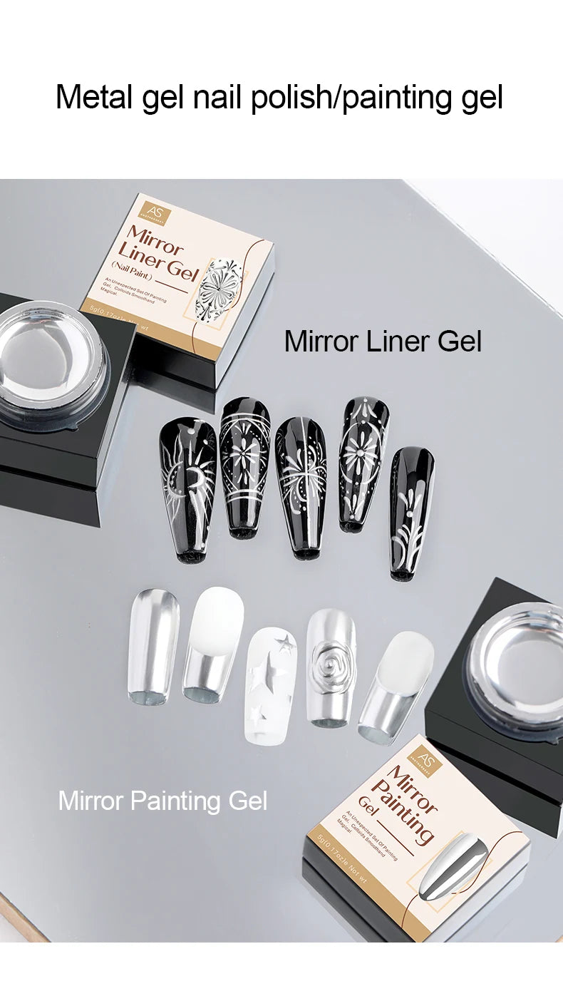 Silver Mirror Nail Liner Gel Polish — Metallic, Semi-Permanent, 5ml