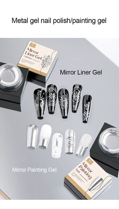 Silver Mirror Nail Liner Gel Polish — Metallic, Semi-Permanent, 5ml