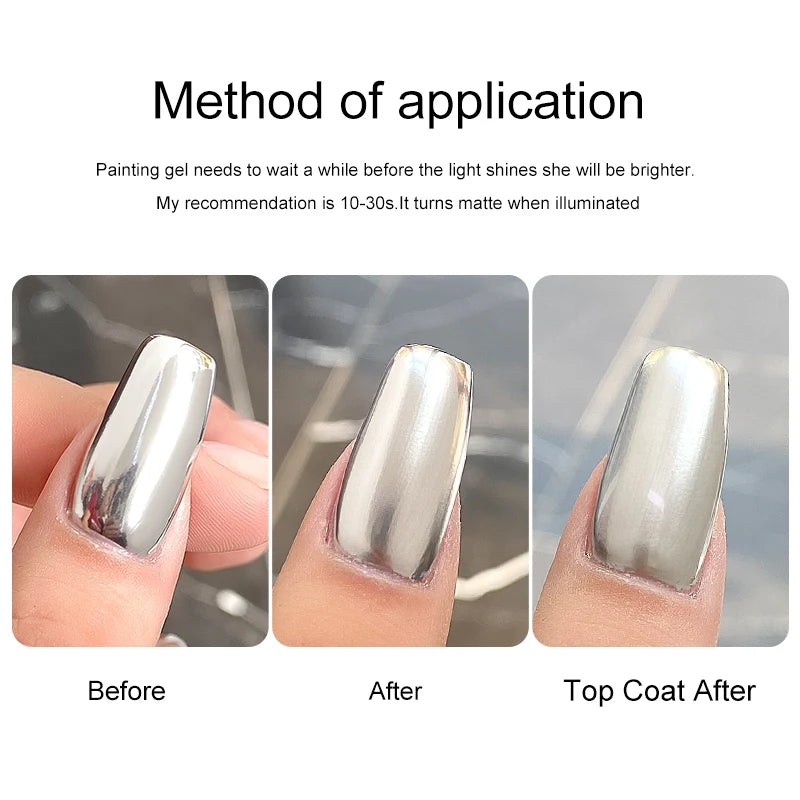 Silver Mirror Nail Liner Gel Polish — Metallic, Semi-Permanent, 5ml