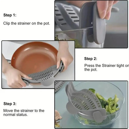 Adjustable Clip-On Pot Strainer — Universal Pasta & Vegetable Strainer for Pots, Pans & Bowls