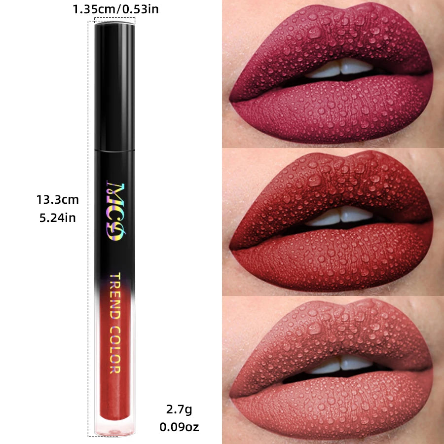 19-Color Matte Velvet Liquid Lipstick — Waterproof Long-Lasting Lip Glaze in Nude, Red & Black Shades