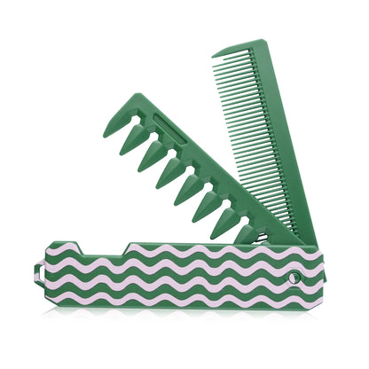 Pocket Folding Wide Tooth Comb Set — 1/2/3-in-1 Plastic Oil Head, Beard & Barber Styling Combs