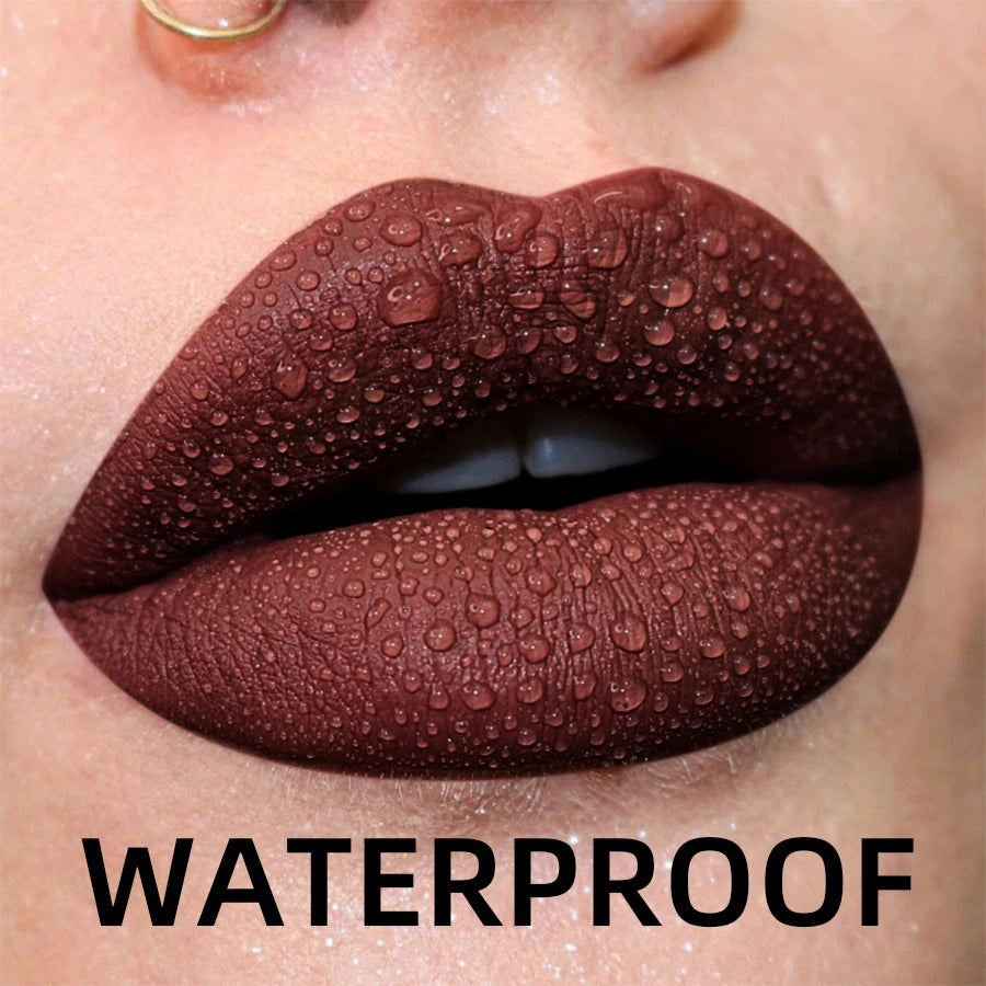 19-Color Matte Velvet Liquid Lipstick — Waterproof Long-Lasting Lip Glaze in Nude, Red & Black Shades
