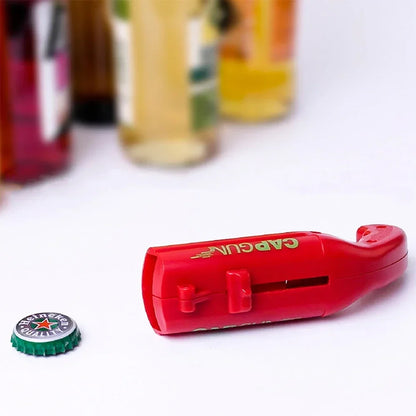 Cap Gun Beer Bottle Opener — Portable Shooting Cap Launcher for Bar, Kitchen & Party Fun