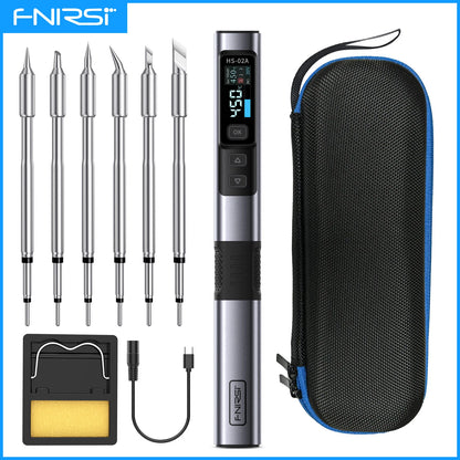 FNIRSI HS-02 Portable Soldering Iron — 100W PD, Adjustable 100-450°C Temperature & Fast Heating