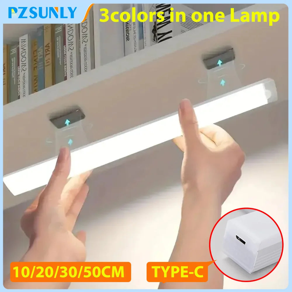 LED Motion Sensor Cabinet Light — USB Type-C Rechargeable Wireless Night Light for Kitchen, Wardrobe & Stairs