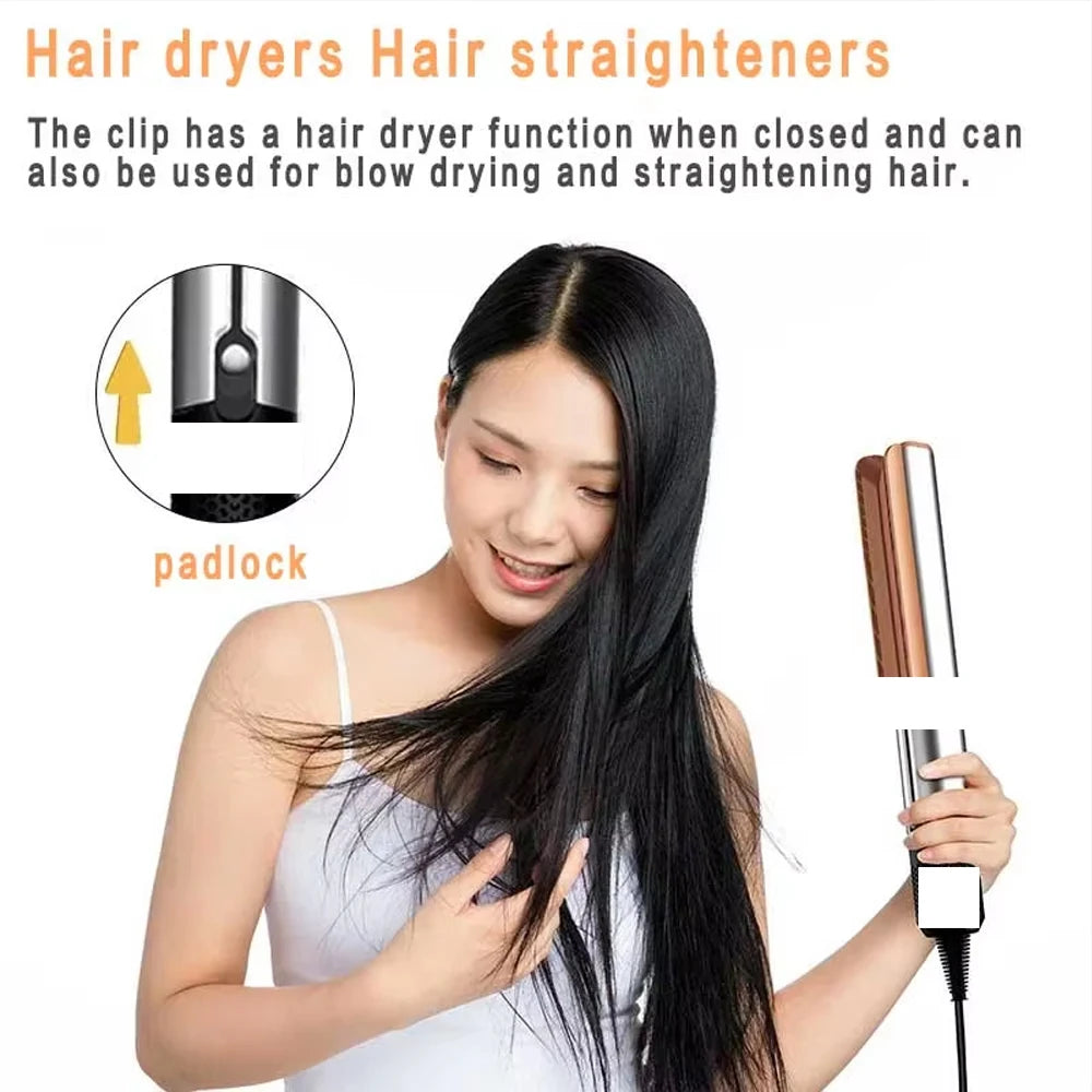 2-in-1 Negative Ion Hair Dryer & Straightener — Multi-Function Long-Lasting Styling Tool for Wet or Dry Hair