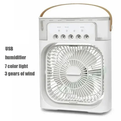 3-in-1 Mini Air Cooler Fan — Portable USB Humidifier, LED Night Light & Personal Air Conditioner