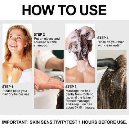 3-in-1 Natural Black Herbal Hair Dye Shampoo — Quick Color, Moisturizing & Conditioning Hair Care