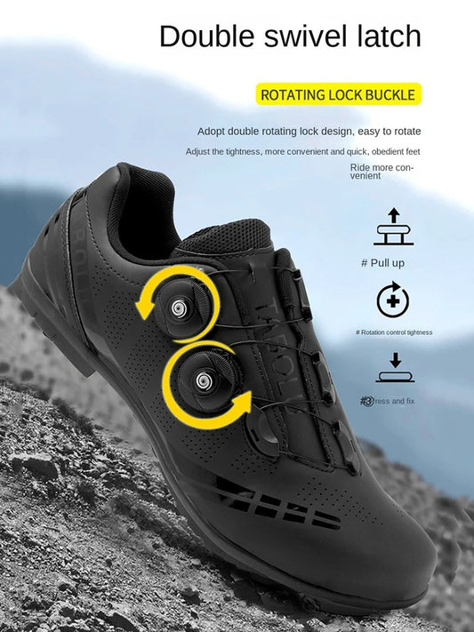 MTB Cycling Shoes with Self-Locking Cleats — Men's & Women's Road Bike Racing Bicycle Footwear
