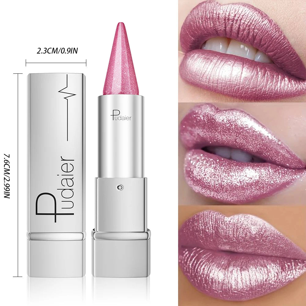 Pearl Shimmer Lipstick – 6 Metallic High-Shine Shades