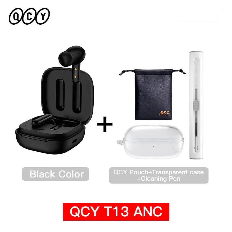 QCY T13 ANC Wireless Earbuds — Bluetooth 5.3, Active Noise Cancellation & 4-Mic ENC for Clear Calls