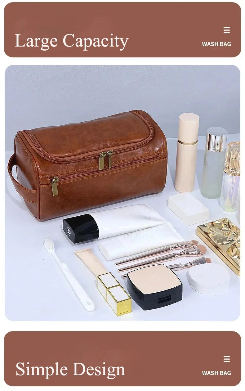Leather Toiletry Bag — Hanging Dopp Kit for Men & Women