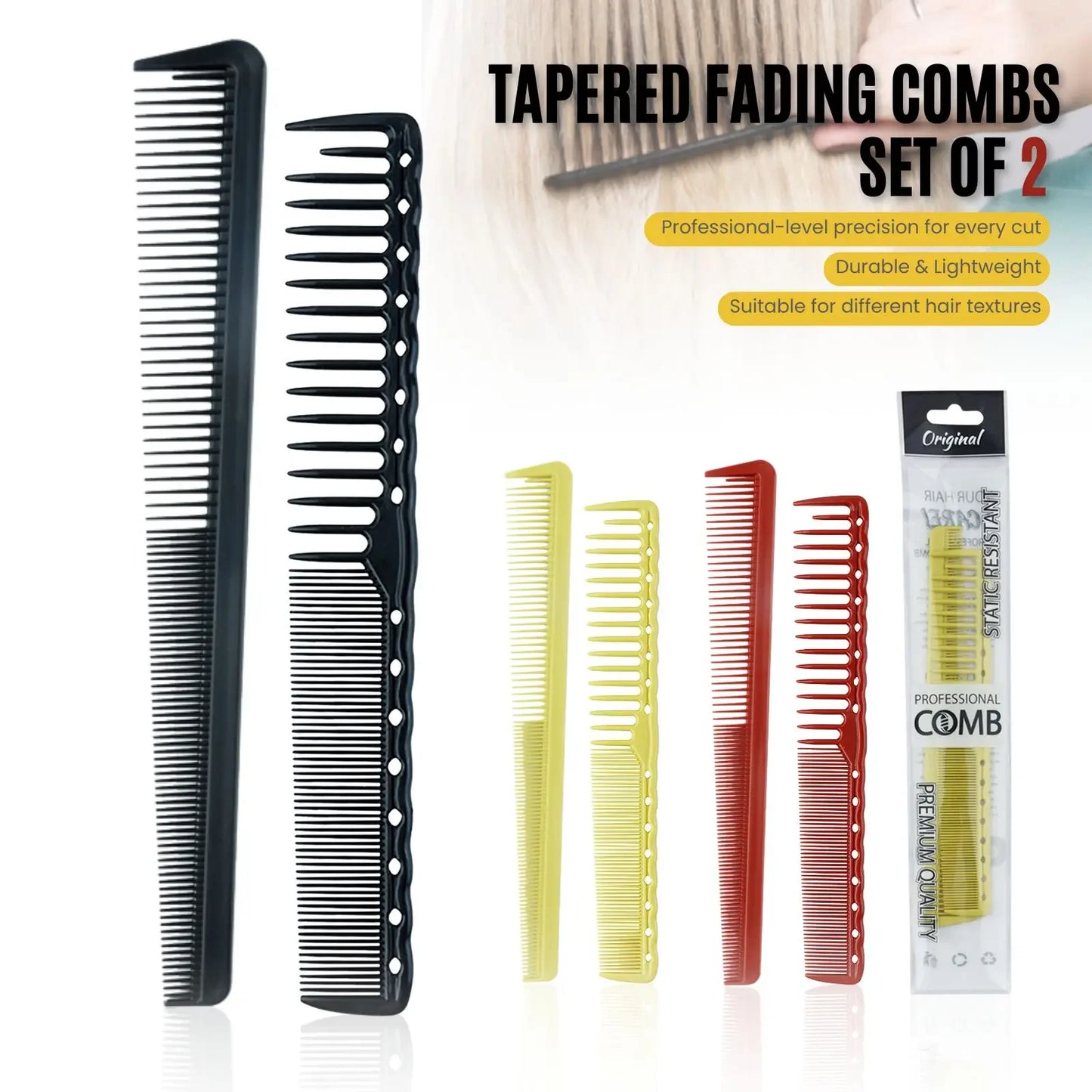 Professional Barbershop Dense Teeth Comb Set — Anti-Static Edge & Corner Comb for Flat Haircut & Styling