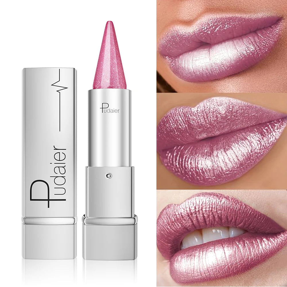 Pearl Shimmer Lipstick – 6 Metallic High-Shine Shades