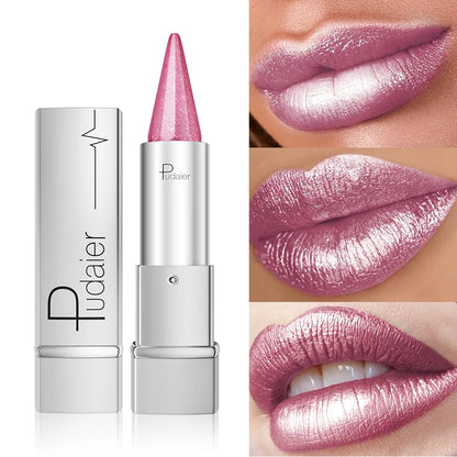 Pearl Shimmer Lipstick – 6 Metallic High-Shine Shades