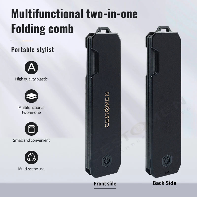 Pocket Folding Wide Tooth Comb Set — 1/2/3-in-1 Plastic Oil Head, Beard & Barber Styling Combs