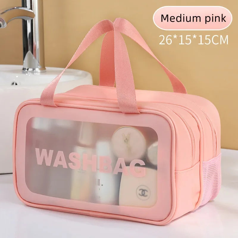 Dry-Wet Separation Travel Bag — Transparent PU Cosmetic & Gym Essentials Bag