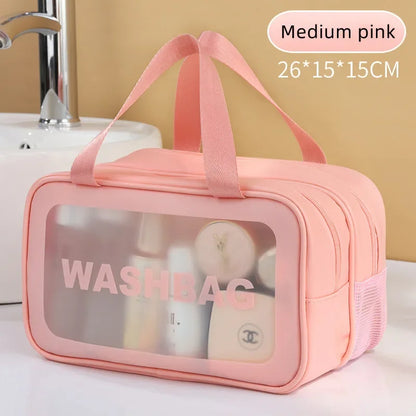 Dry-Wet Separation Travel Bag — Transparent PU Cosmetic & Gym Essentials Bag