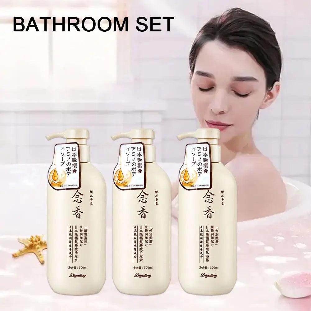 Amino Acid Japanese Evening Shampoo & Conditioner — 300ml Fragrant Hair Care for Soft, Healthy Hair
