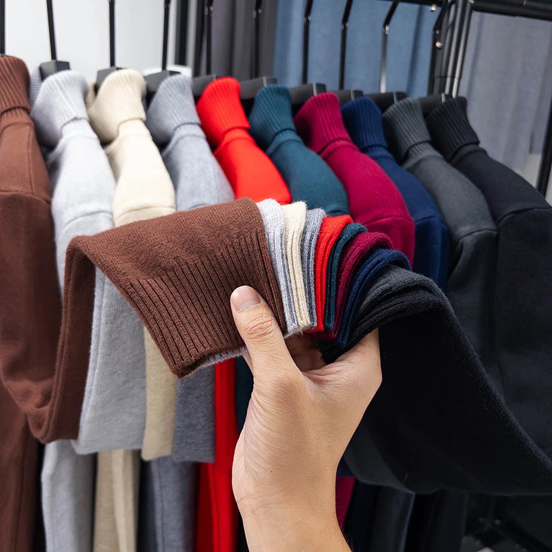 Men's Slim Fit Knitted Turtleneck Sweater — Anti-Pilling Long Sleeve Pullover