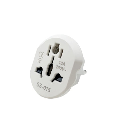 Universal Travel Adapter Converter — EU & Korea Plug 16A 250V with 2 Round Pin Socket for AU, US, UK & CN to EU/KR