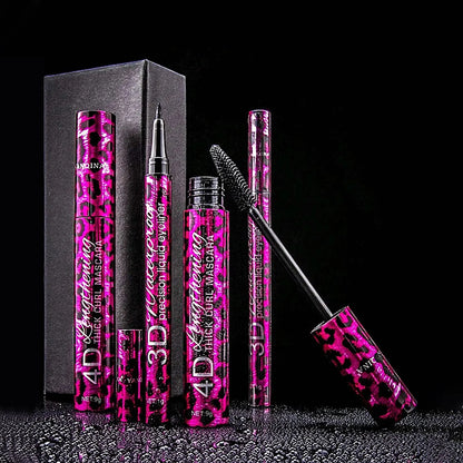 YANQINA Waterproof Liquid Eyeliner & 4D Mascara Set — Thick Curling Lashes & Eyebrow Pencil Eye Makeup