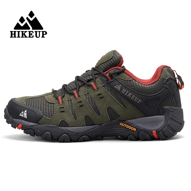 HIKEUP Men's Suede Leather Hiking Shoes — Wear-Resistant Outdoor Trekking, Walking & Tactical Sneakers