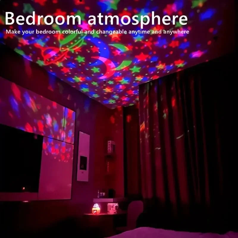 LED Starry Sky Night Light Projector — USB Magic Ball Moon & Star Atmosphere Lamp for Home & Room Decor