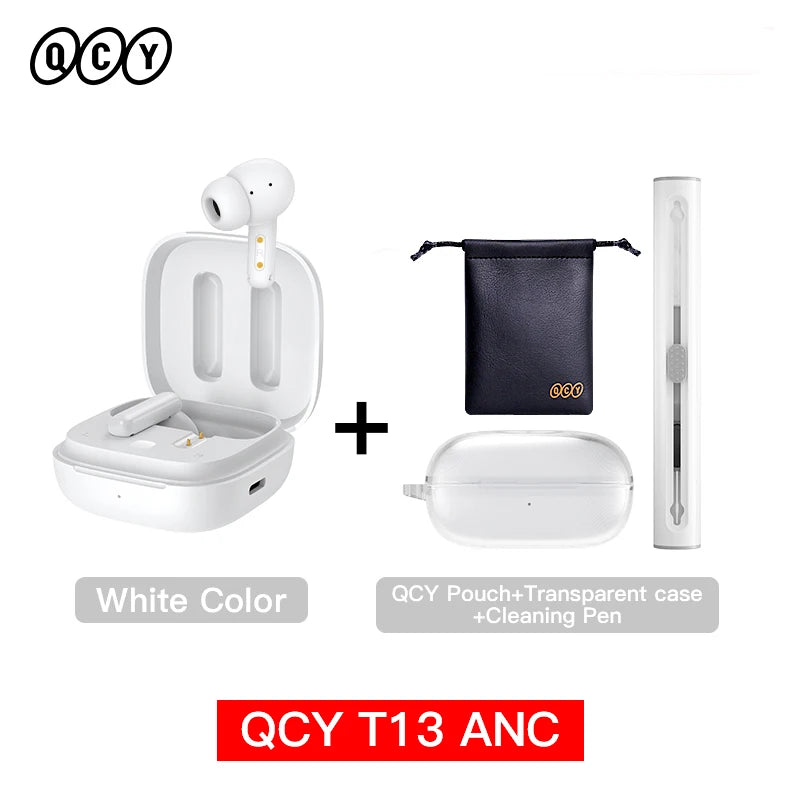QCY T13 ANC Wireless Earbuds — Bluetooth 5.3, Active Noise Cancellation & 4-Mic ENC for Clear Calls